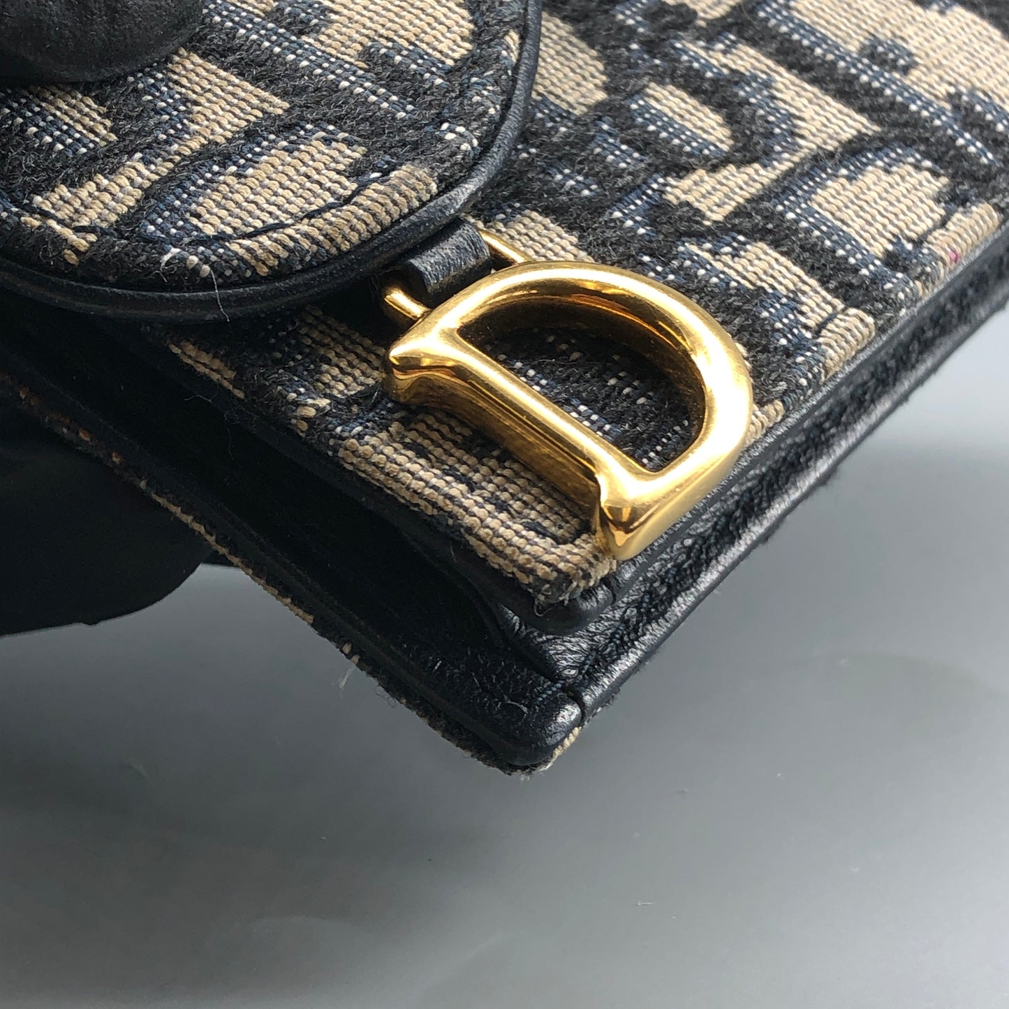 Christian Dior Oblique Saddle Wallet Navy/Beige