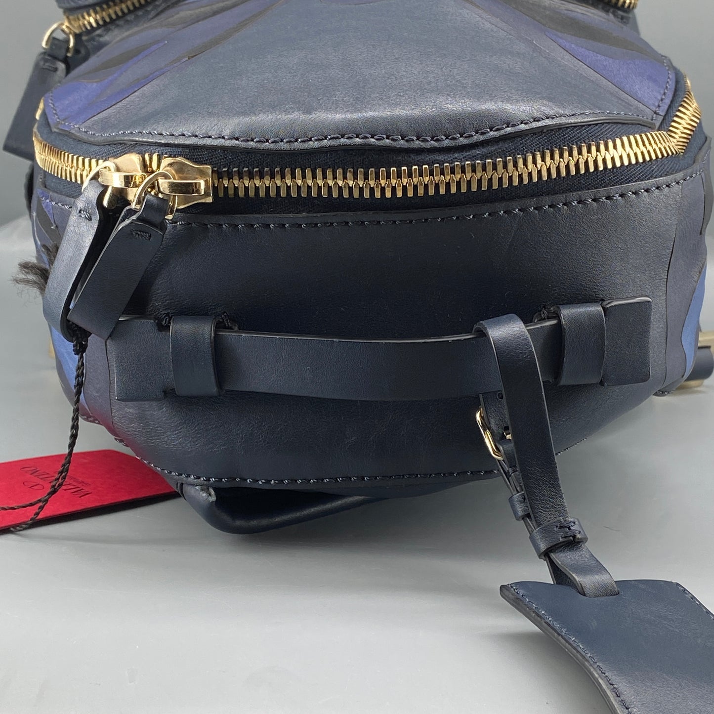 Valentino Navy Leather Backpack