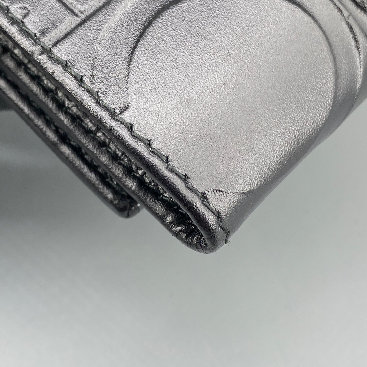 Ferragamo Black Embossed Gancini Short Wallet with Keyring