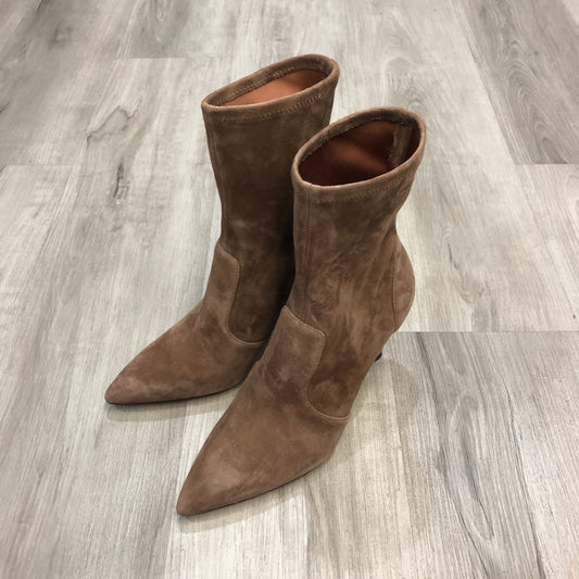 Stuart Weitzman Women's Suede Pointed Toe Stiletto Ankle Boots Shoes 7.5 Tan