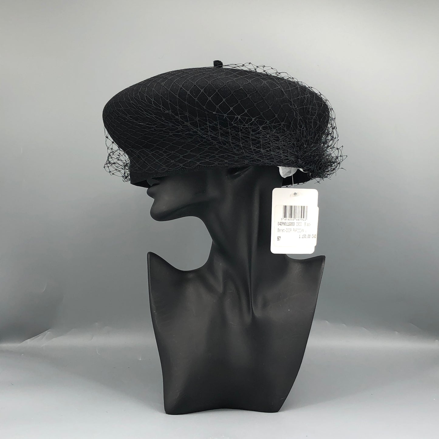 Christian Dior Black Beret Hat 57cm
