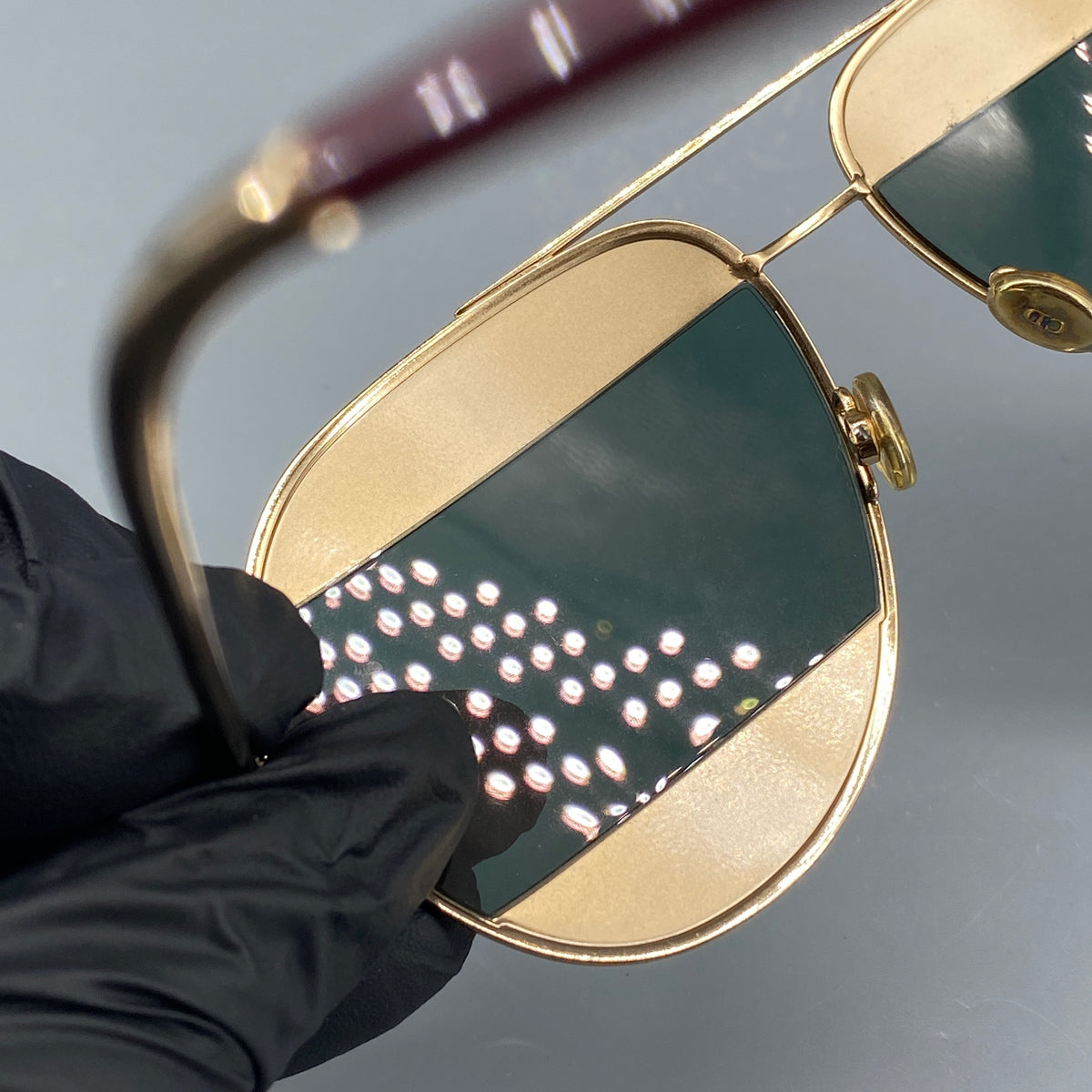 Christian Dior Aviator Sunglasses Gold Tone Frame