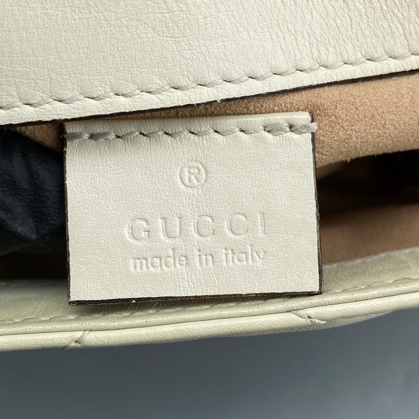 Gucci Cream Leather GG Marmont Mini Shoulder Bag