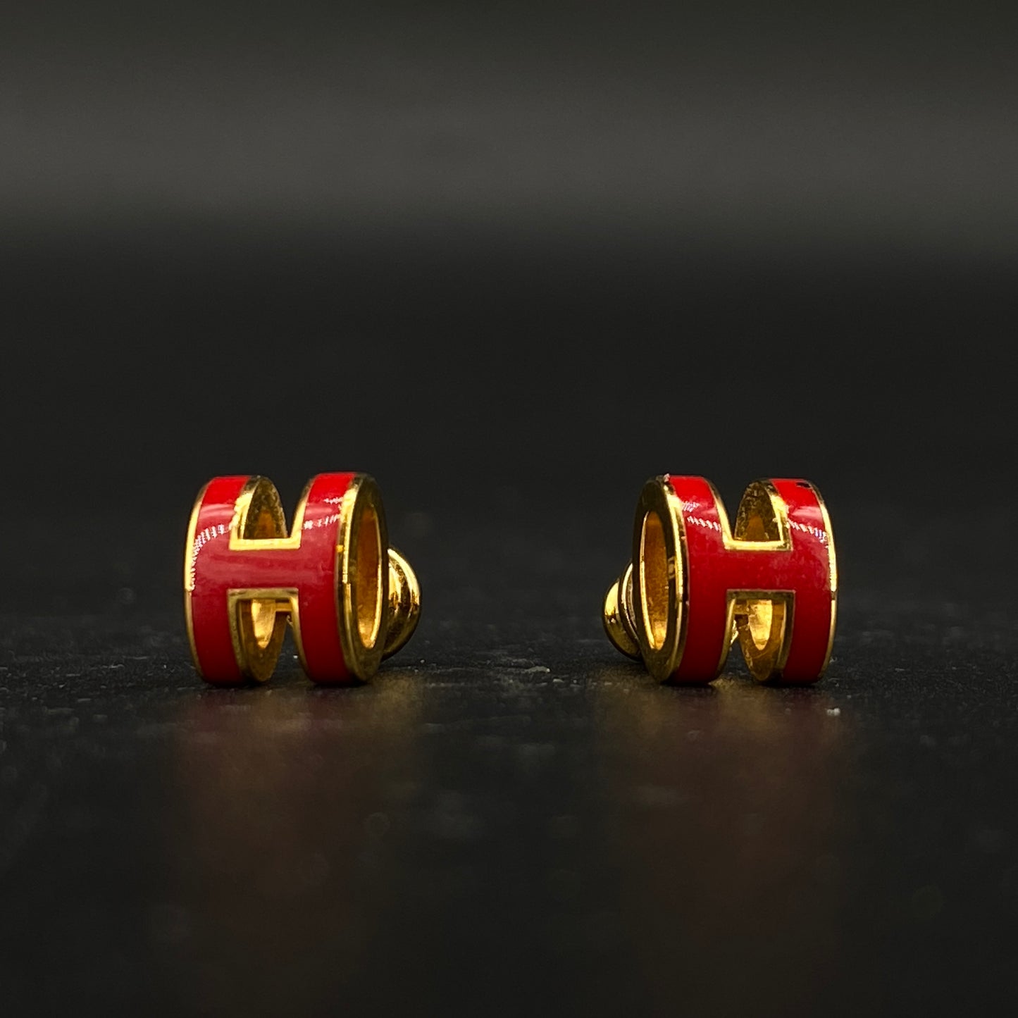 Hermes Red Mini Pop H Earrings
