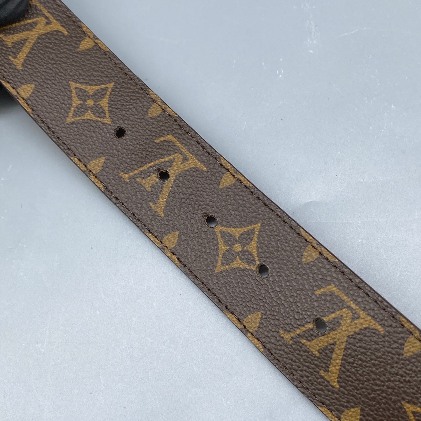 Louis Vuitton Monogram Canvas LV Initial Gold Buckle Belt 95cm