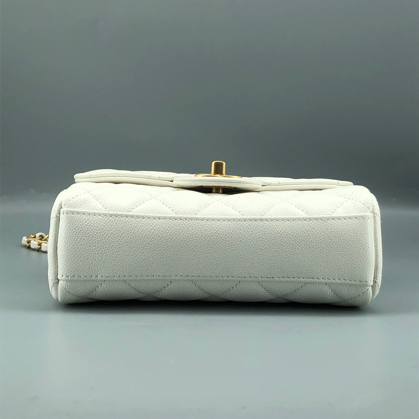 Chanel Mini Quilted Caviar Leather Flap Bag with Chain Top Handle