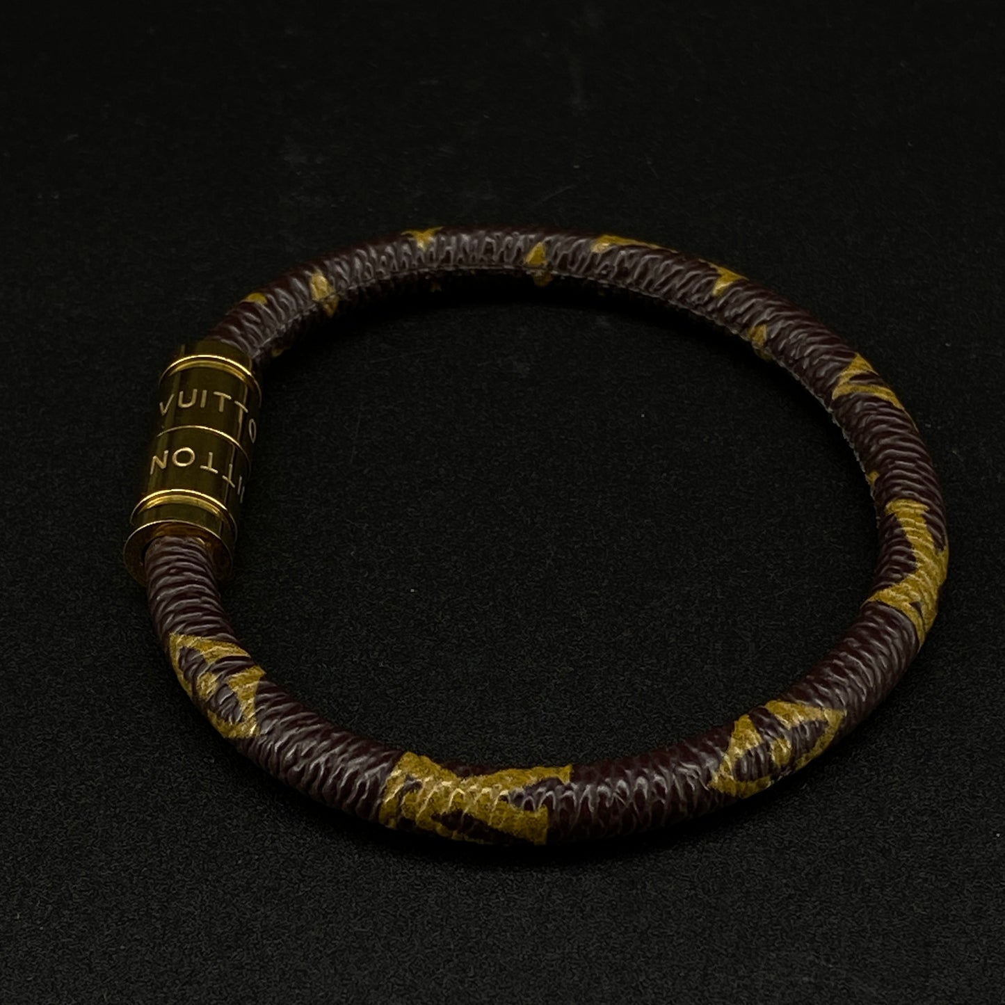 LV Monogram Canvas Gold Hardware Bangle Bracelet