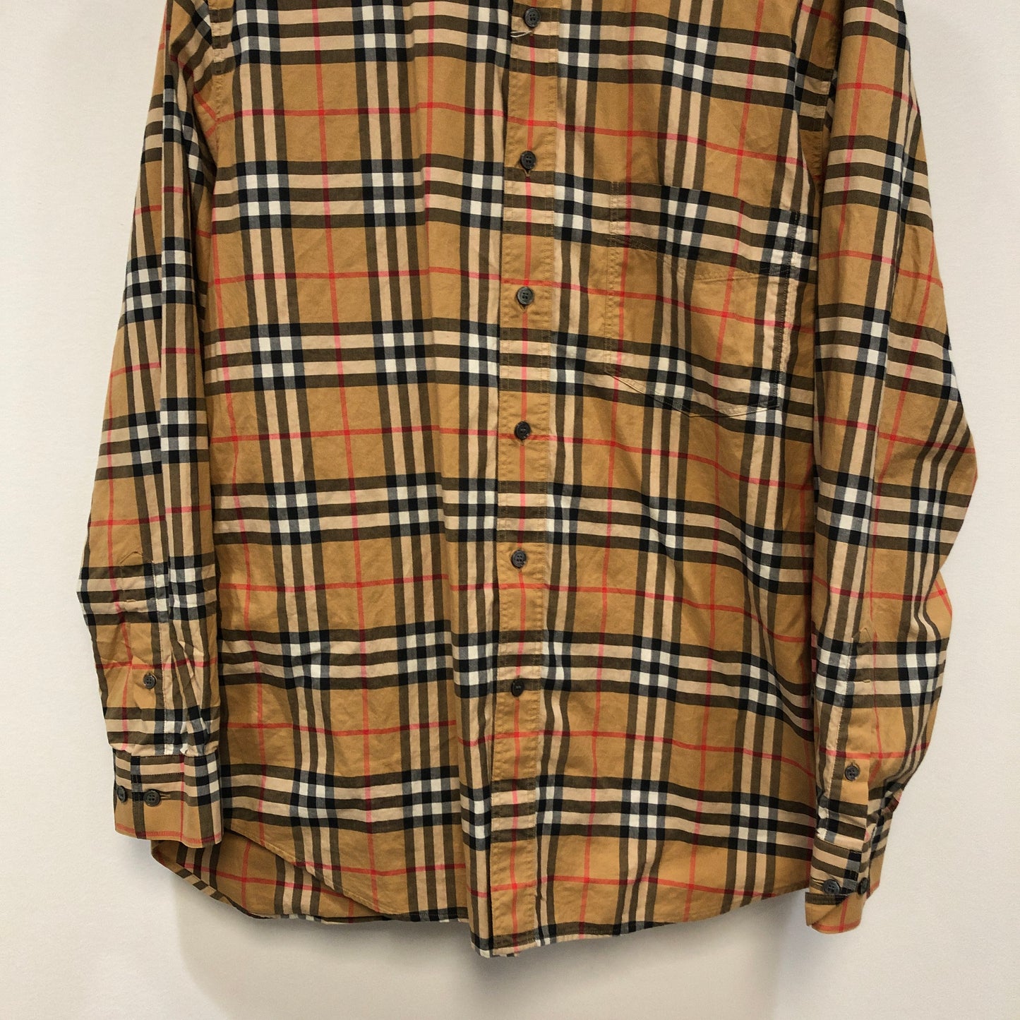 Burberry Beige Checkered Button-Down Shirt Size L