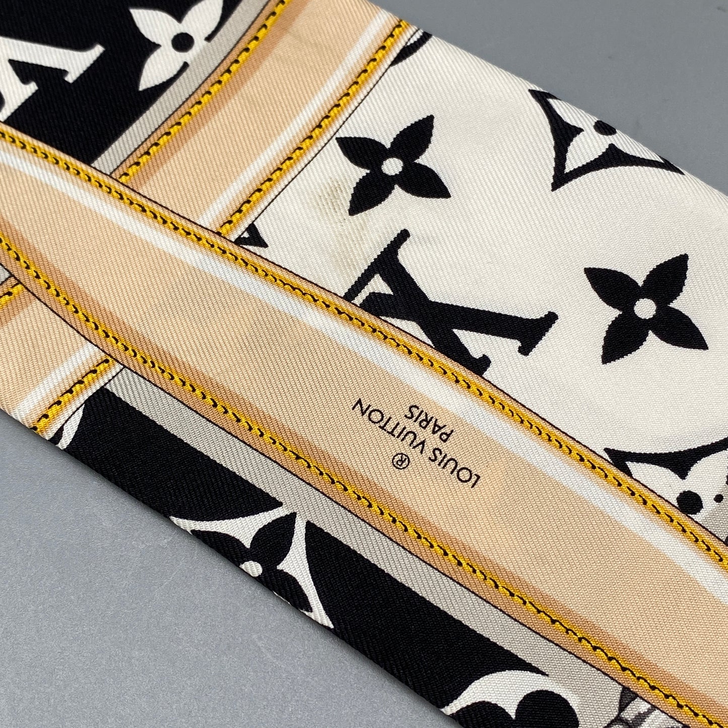 Louis Vuitton Monogram Silk Bandeau Scarf 7.5*116cm Black/White
