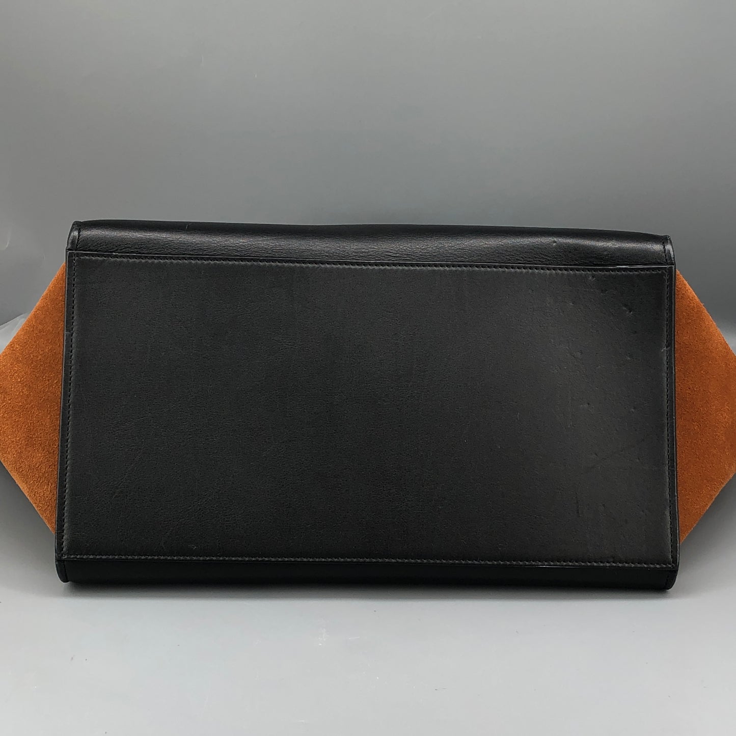 Celine Trapeze Leather & Suede Tote Bag Light Blue/Caramel/Black