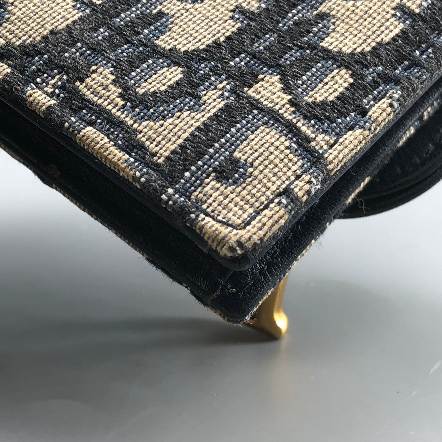 Christian Dior Oblique Saddle Wallet Navy/Beige