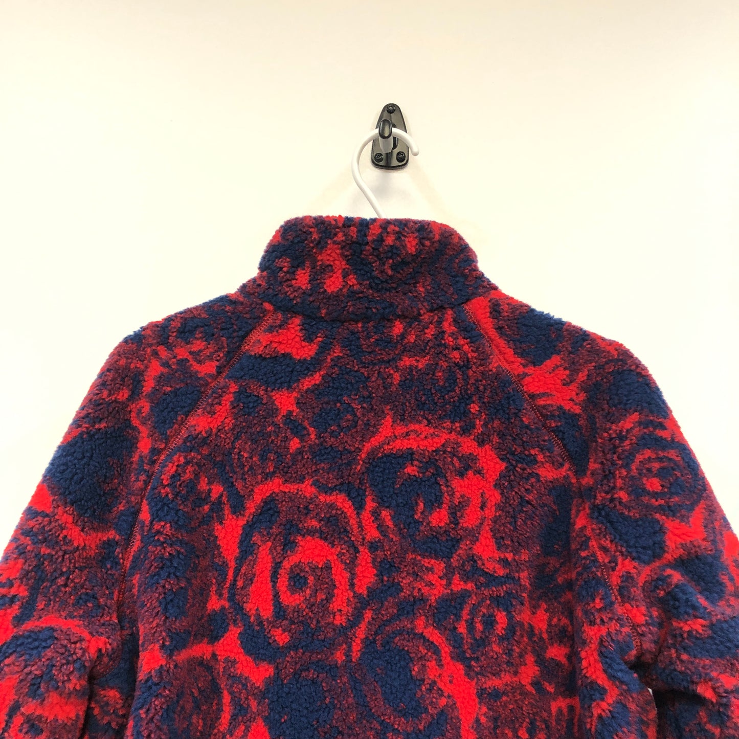 Burberry Navy & Hot Red Floral Fleece Full-Zip Stand Collar Jacket Size 2