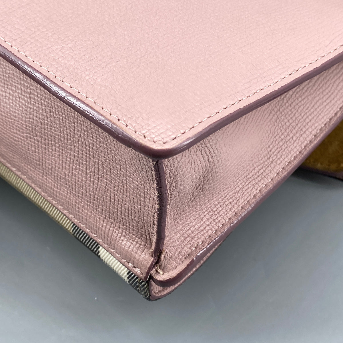 Burberry Derby Calfskin House Check Small Macken Crossbody Bag Pale Orchid