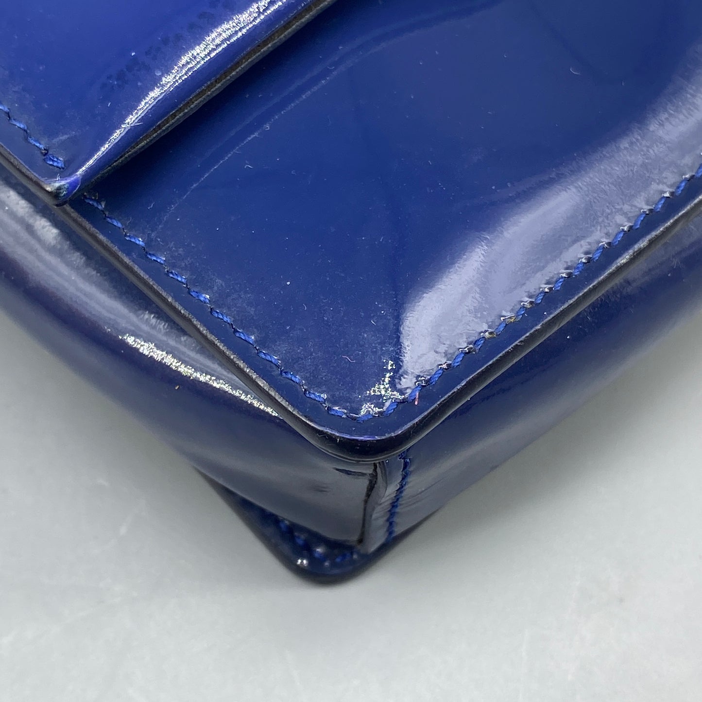 Salvatore Ferragamo Vara Bow Patent Leather Shoulder Bag Royal Blue