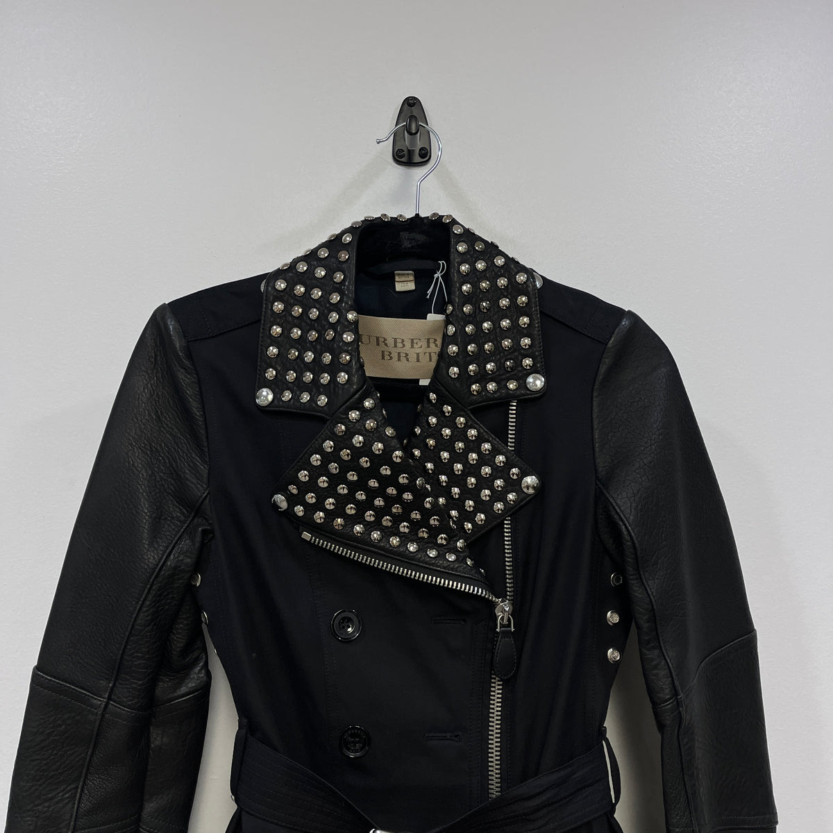 Burberry Brit  Black Studded Trench Coat US size 4