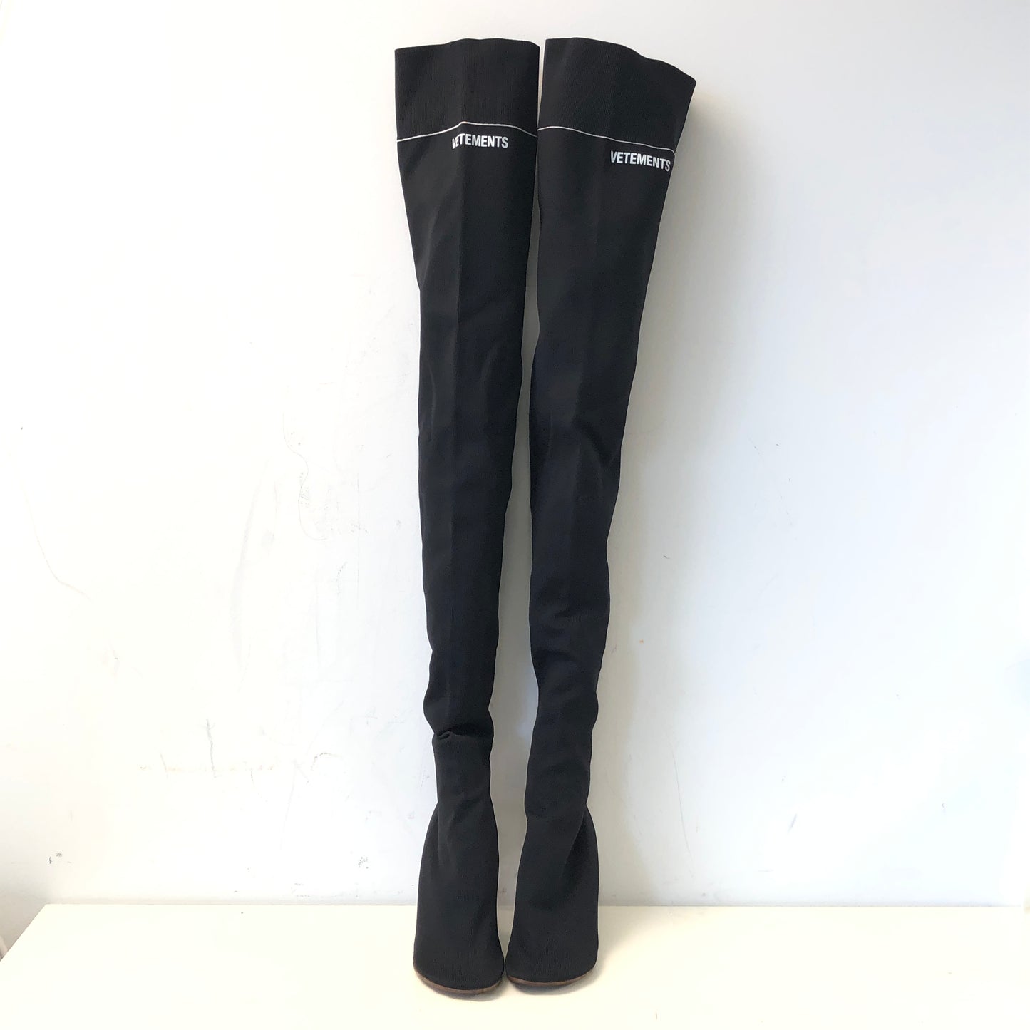 Vetements Black Over-the-Knee High Heel Boots Women's Shoes Size 38