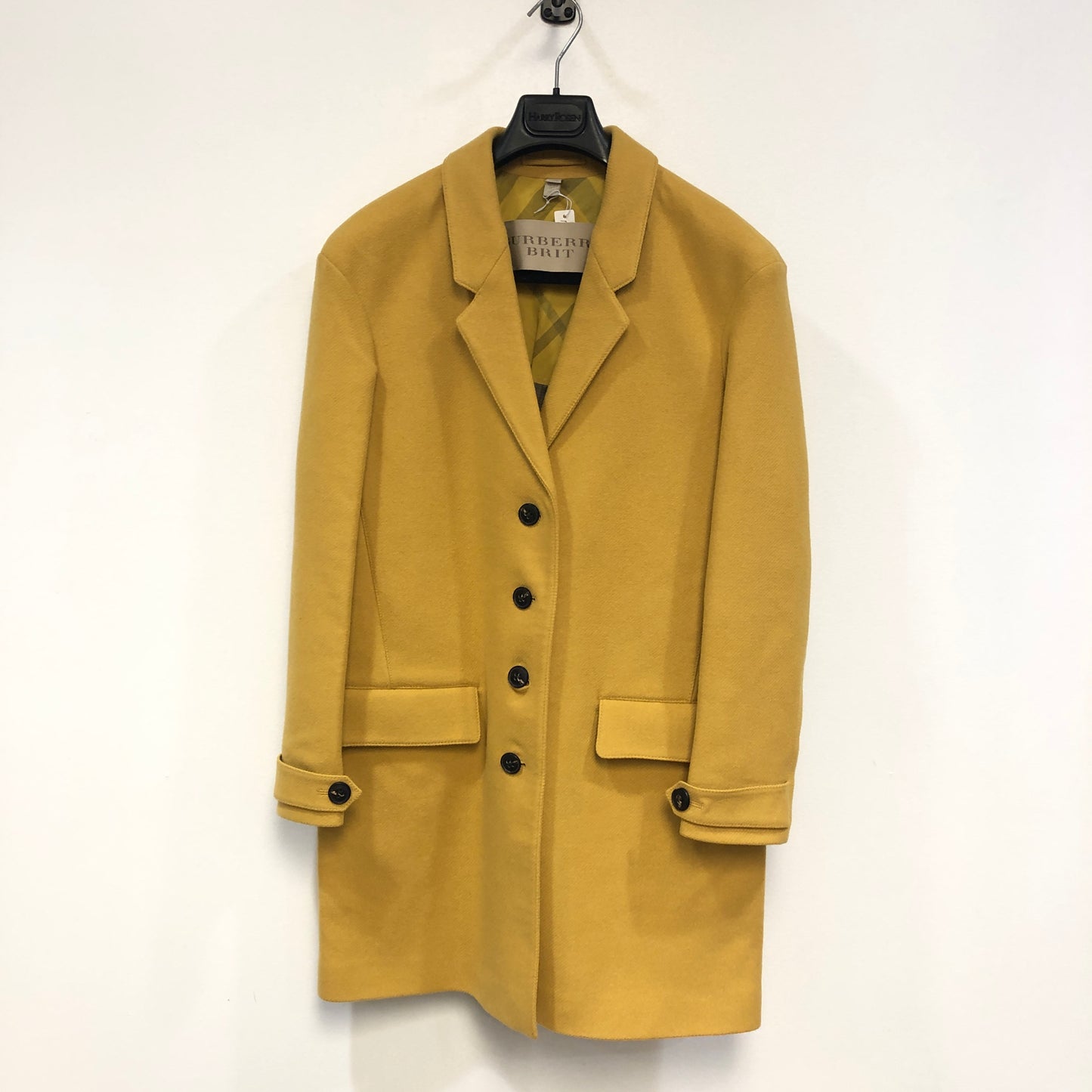 Burberry Yellow Single Breasted Wool Coat Size 6