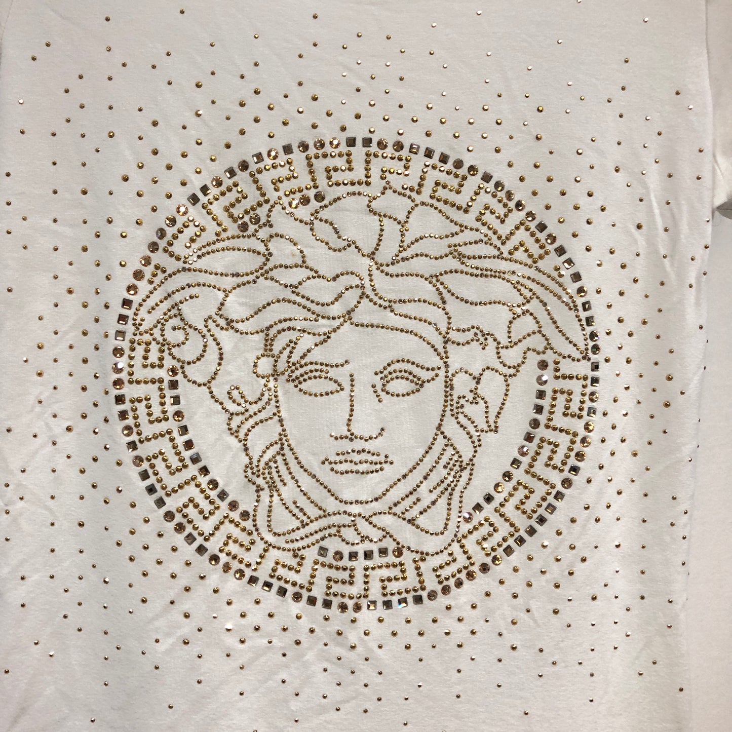 Versace White Medusa Head Rhinestone T-Shirt Size 38
