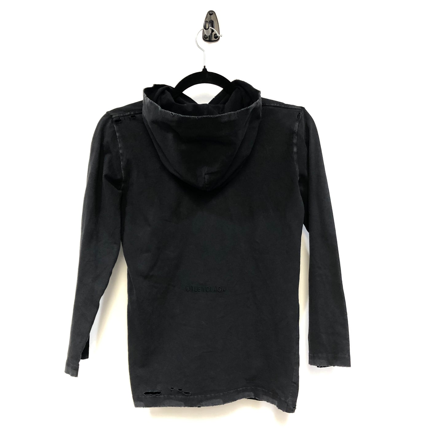Balenciaga Deep Grey Statue Print Long Sleeve Hooded Top Size S