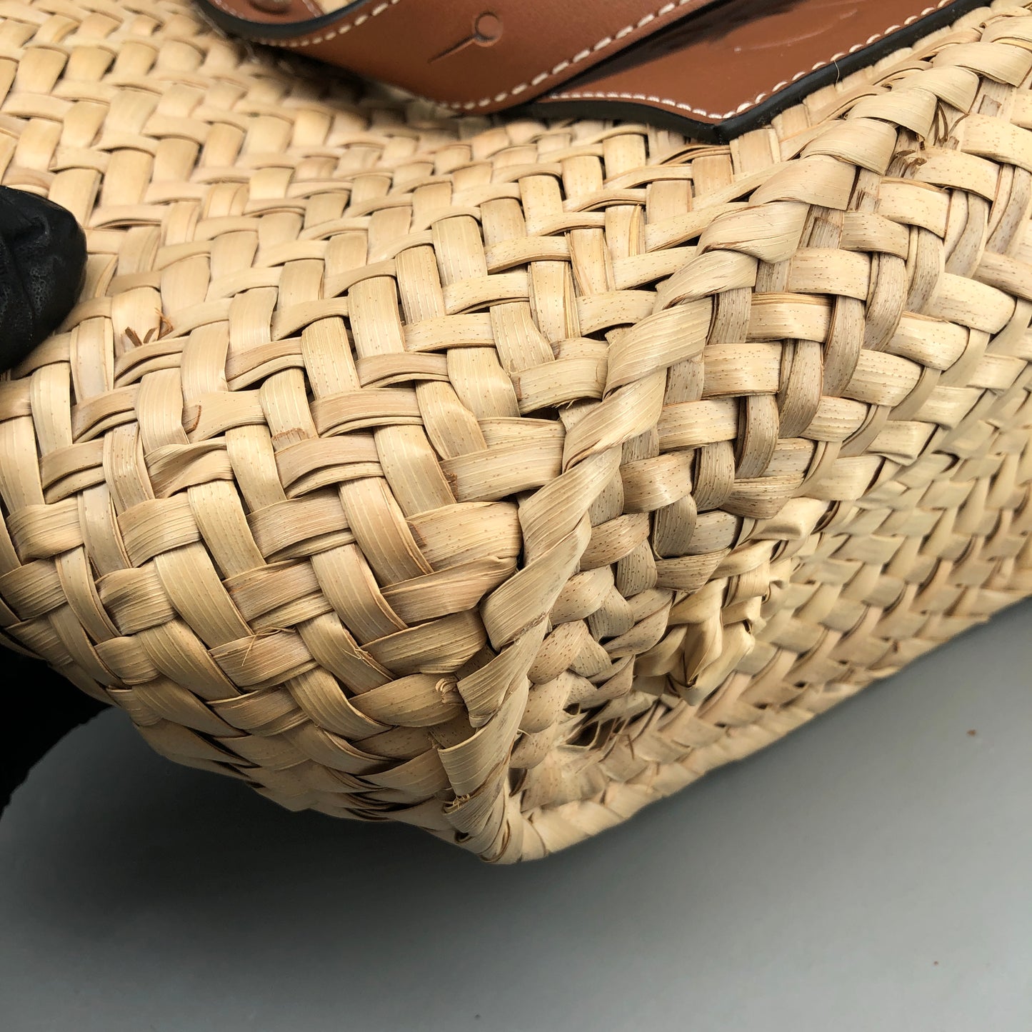Loewe Anagram Straw Small Basket Tote Bag  Natural Straw