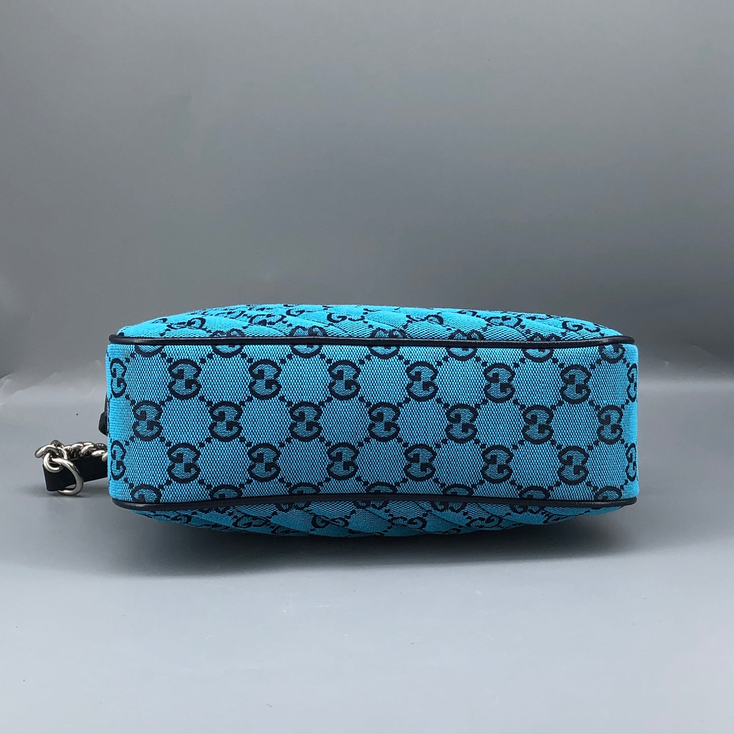 Gucci GG Marmont Small Camera Bag in Blue Diagonal Quilted Canvas