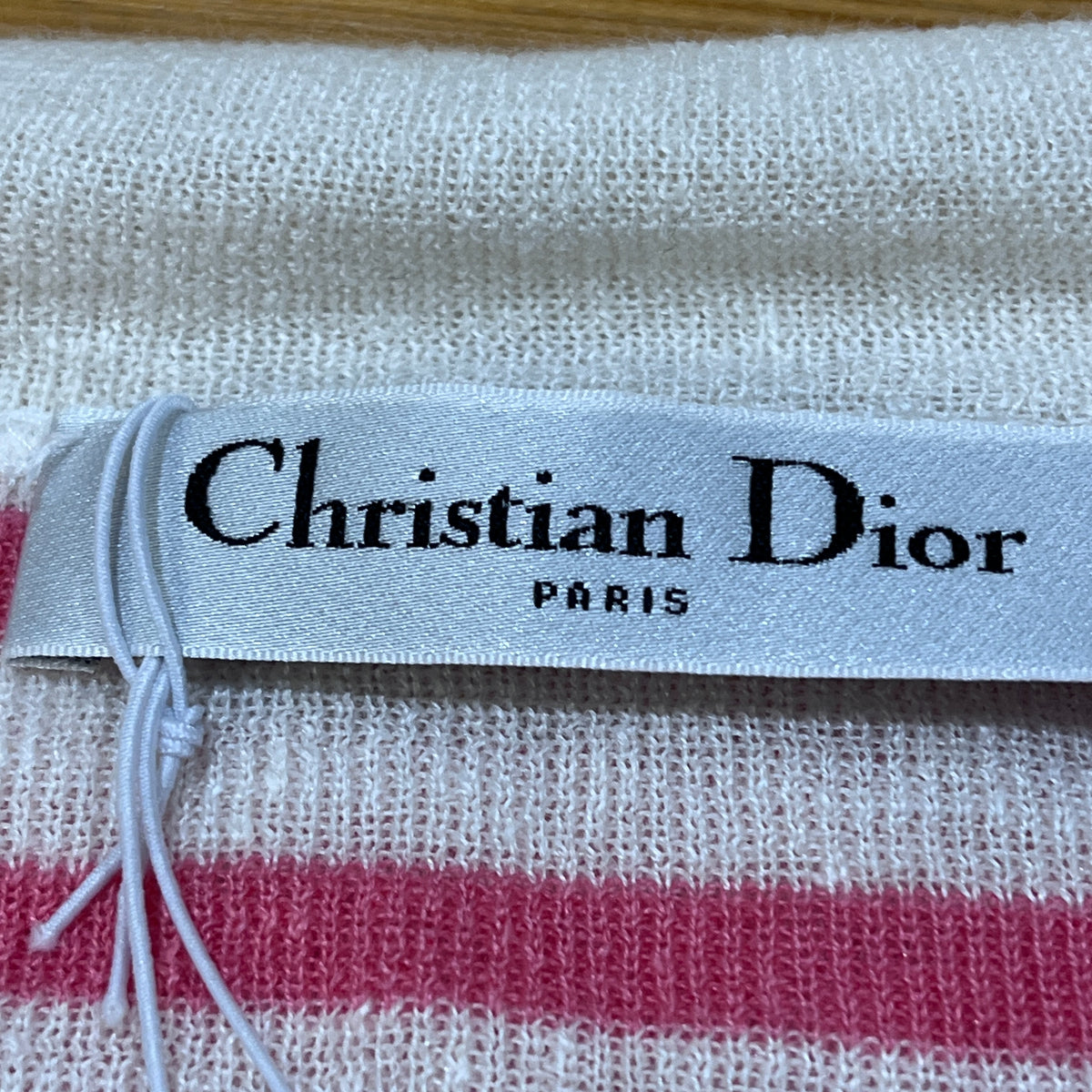 Christian Dior Beige & pink Stripe Women Long Sleeve Knit Top US size 8