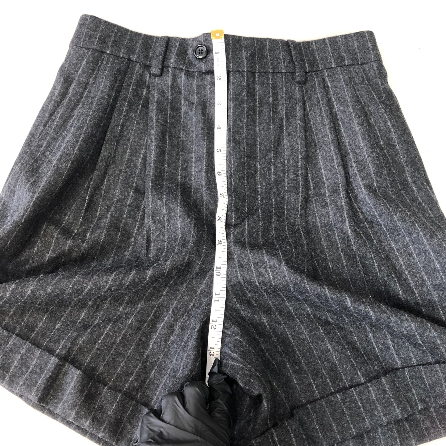 Celine Dark Grey Pinstripe Wool Shorts Size 36