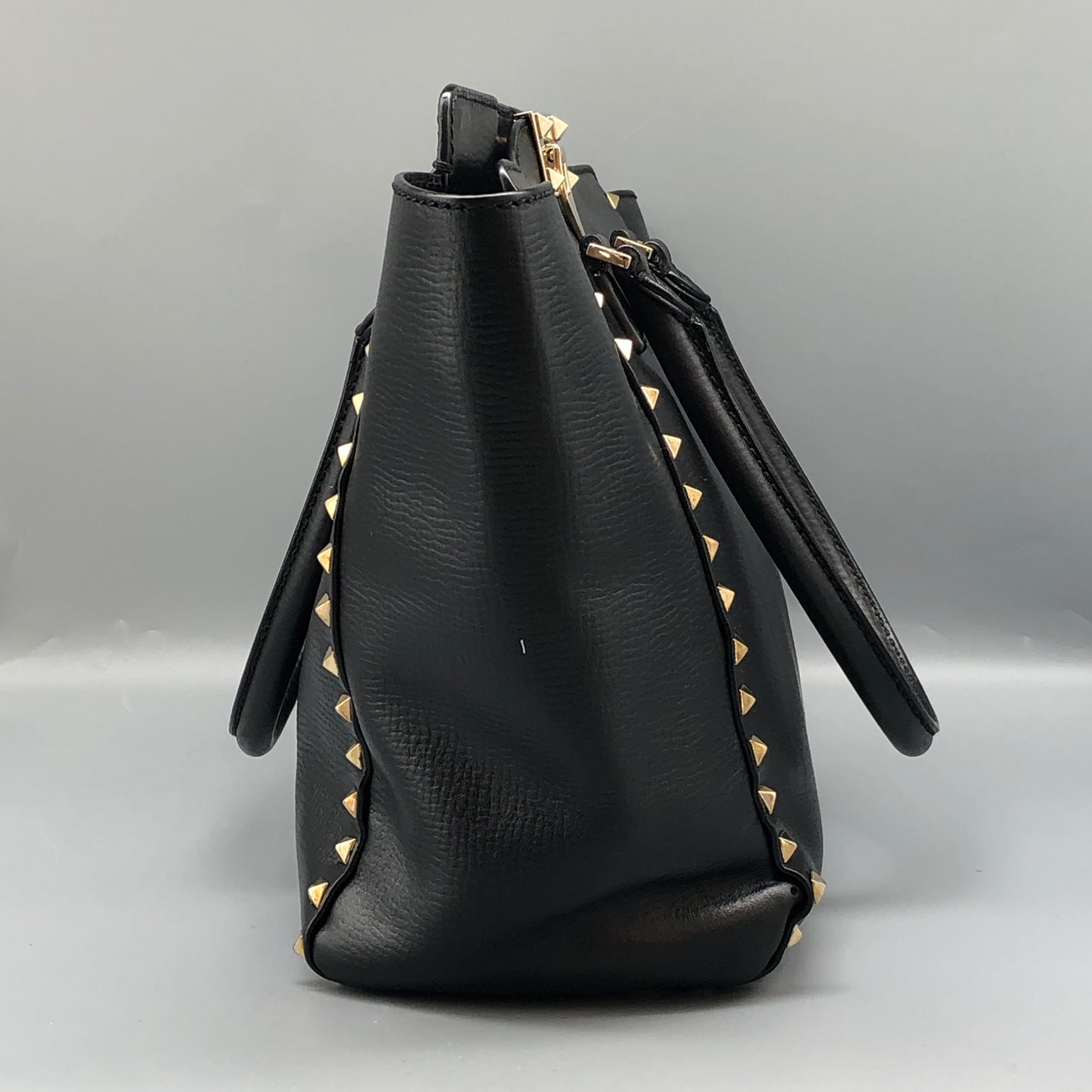 Valentino Garavani Black Leather Rockstud Tote Bag