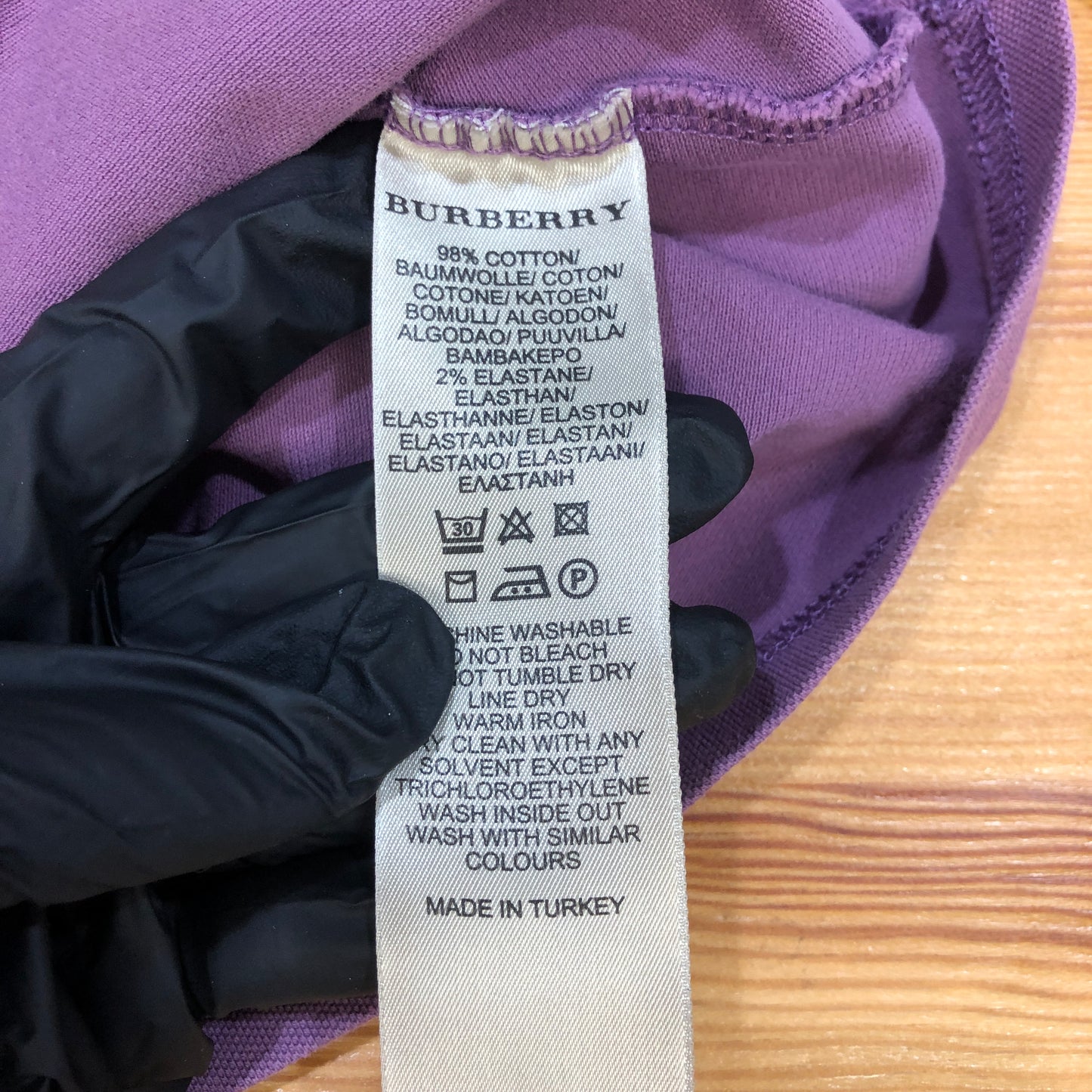 Burberry Brit Puff Short Sleeve Polo Shirt Size M Purple