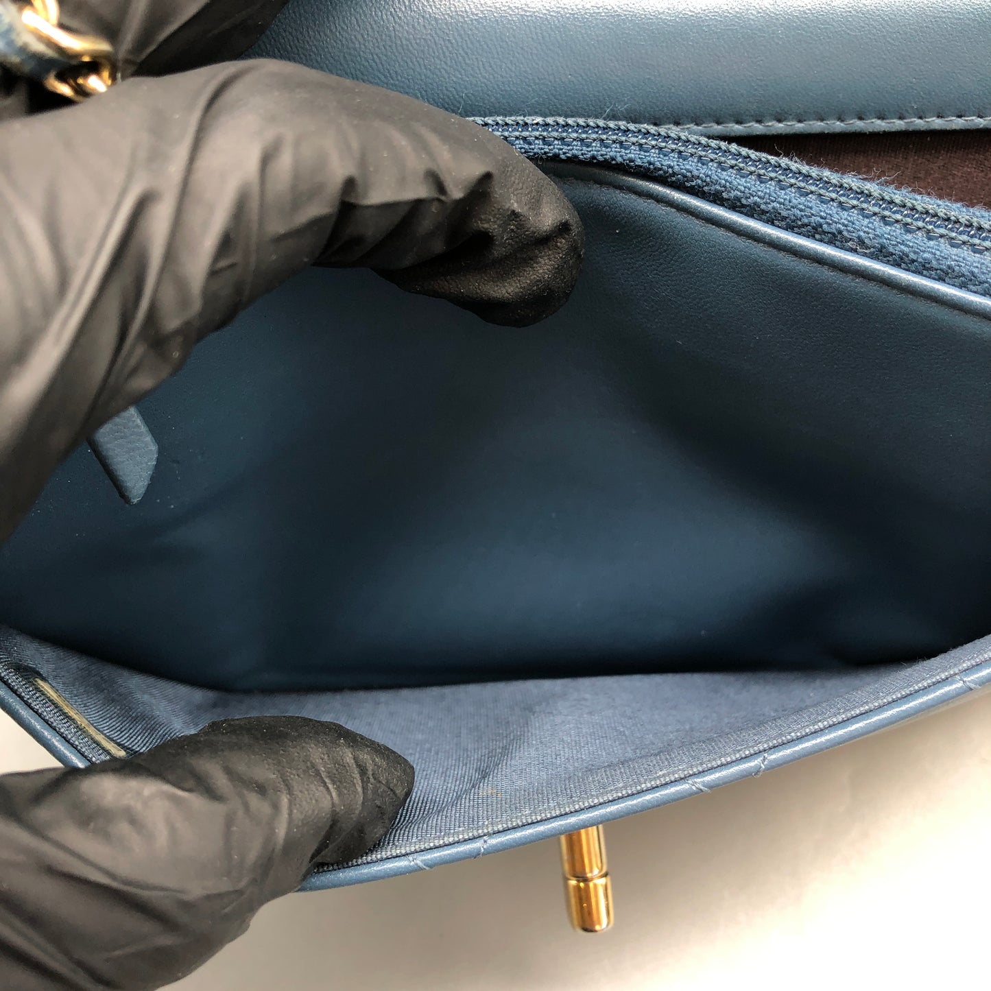 Chanel Muted Teal Blue Quilted Leather Flap Bag