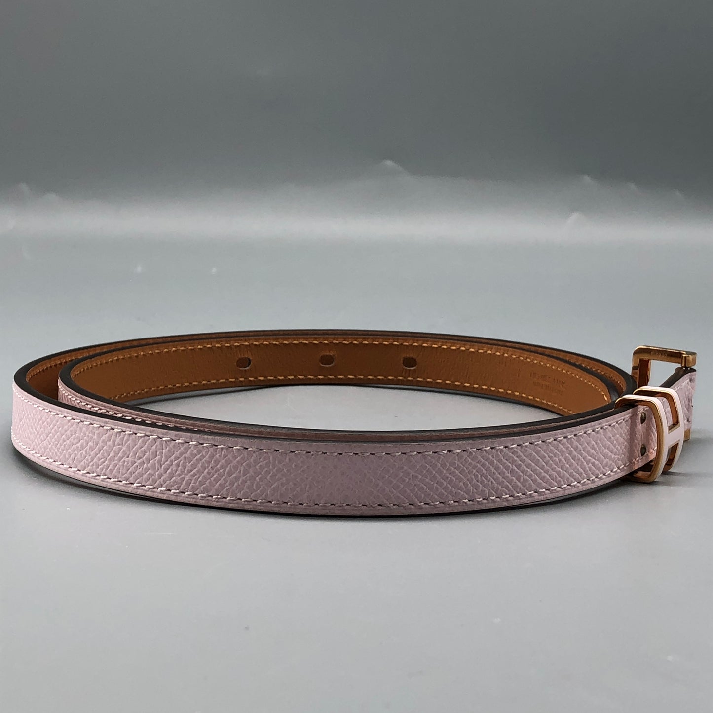 Hermes Mauve-Pink Leather Thin Belt 80cm