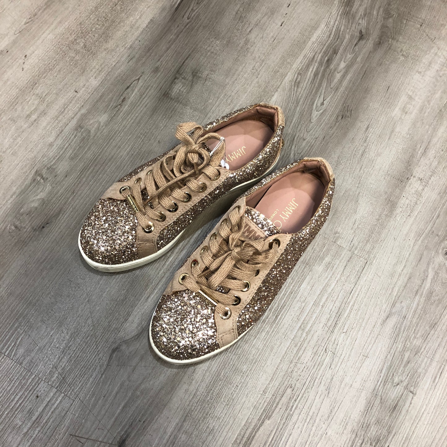Jimmy Choo Ballerina Pink Glitter & Suede Star Sneakers 35