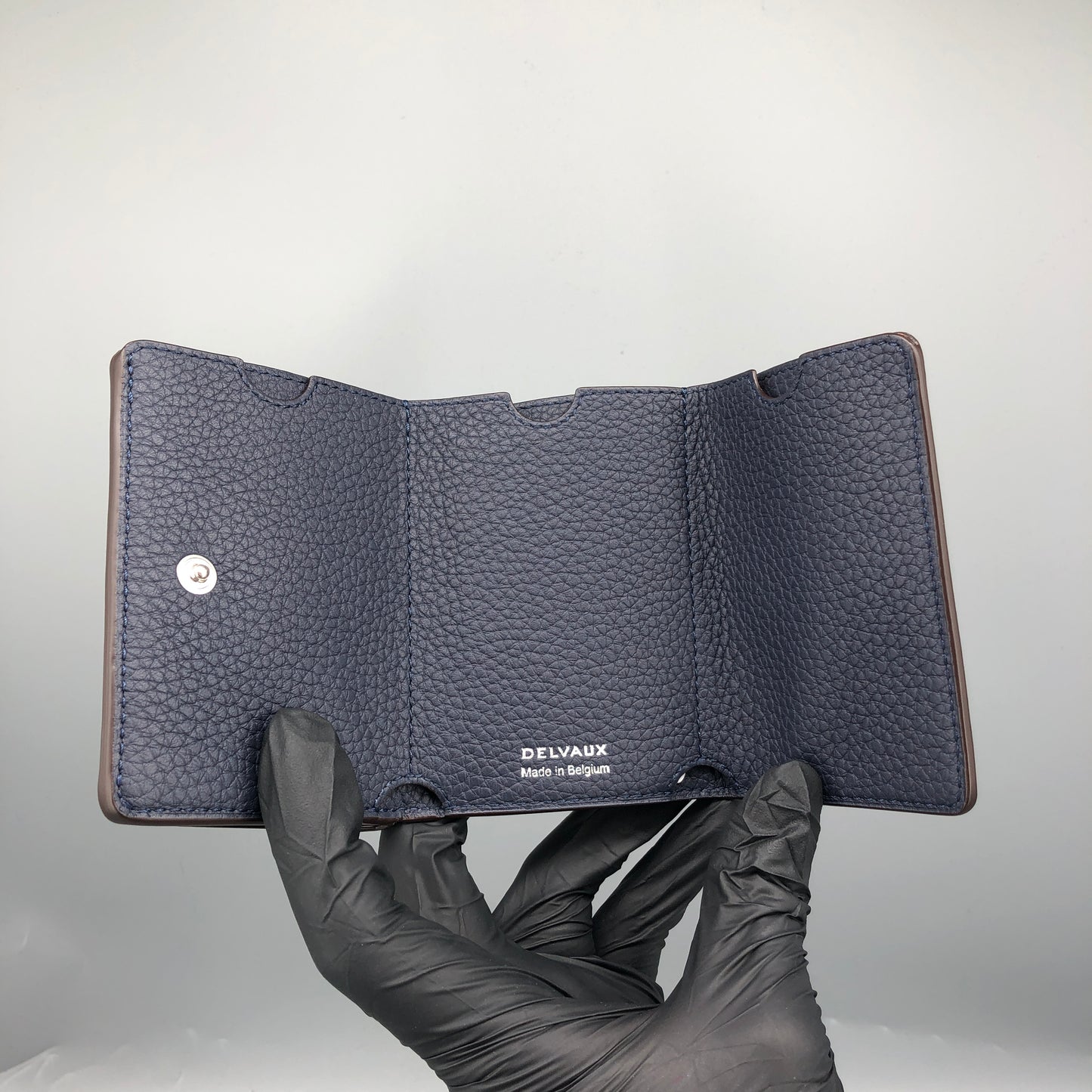 Delvaux Leather Card Holder Wallet Navy