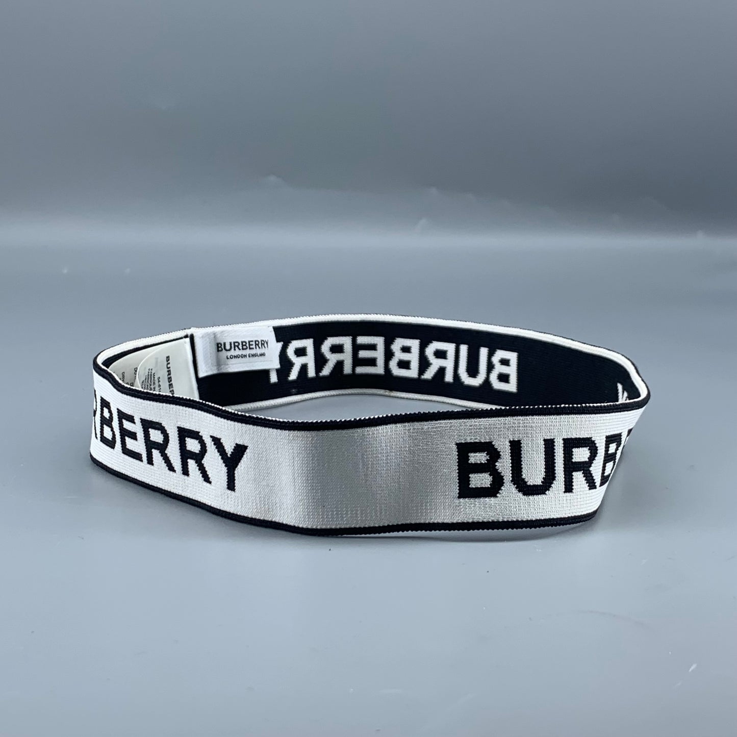 Burberry Logo Elastic Headband Black White