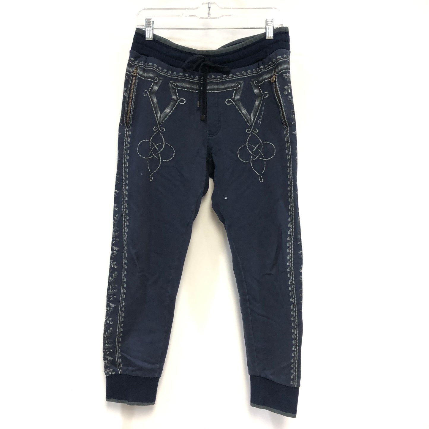 Dolce & Gabbana Navy Blue Embroidered Jogger Pants Size 48