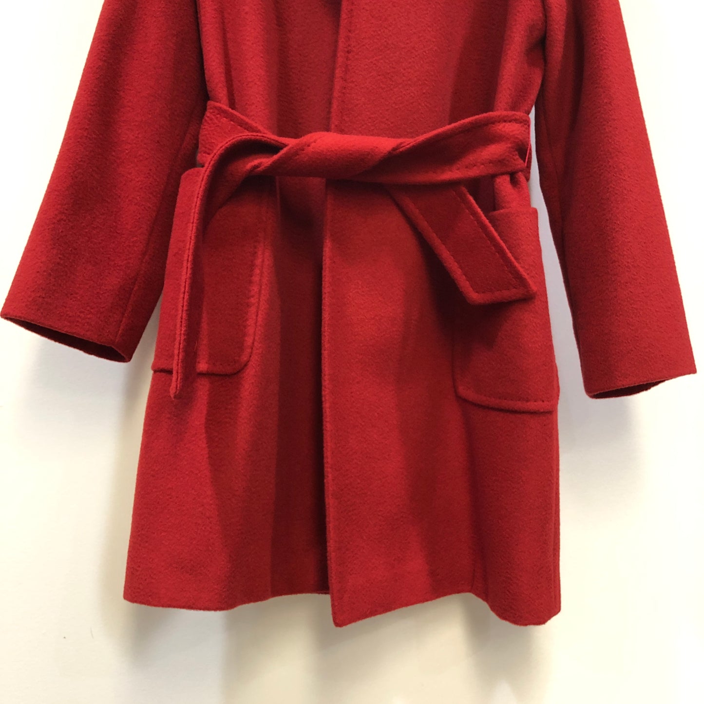 Max Mara Red Belted Wrap Style Coat Size 6