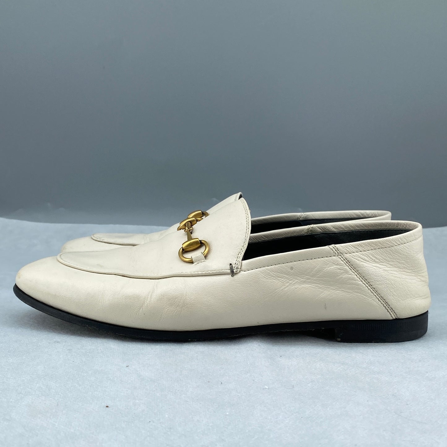 Gucci Cream Leather Horsebit Loafers Size 37