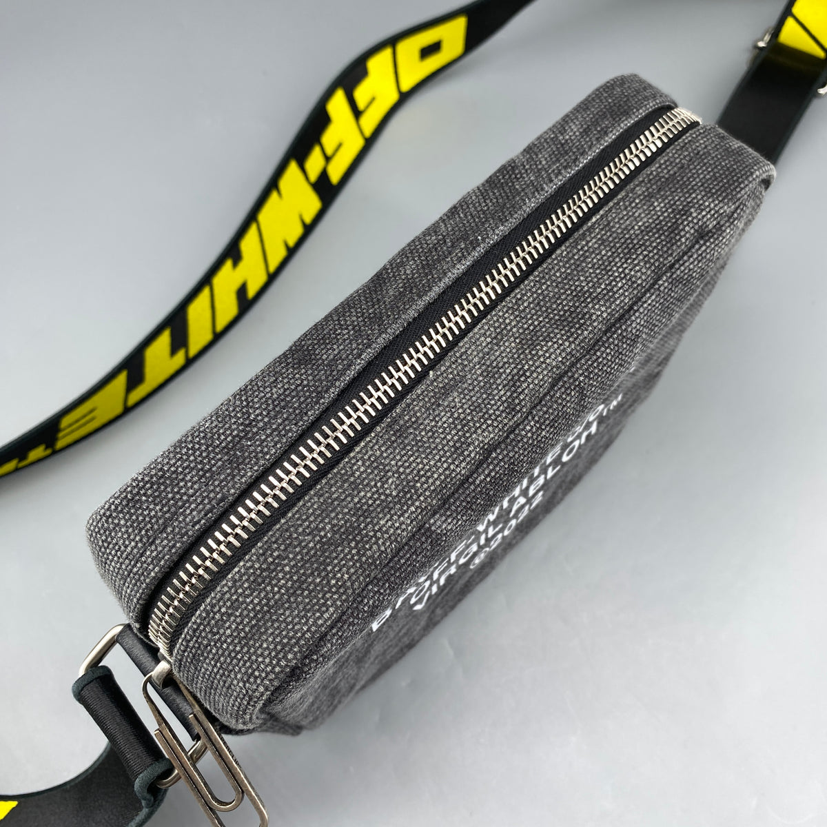 Off-White Grey Canvas Crossbody Camera Bag