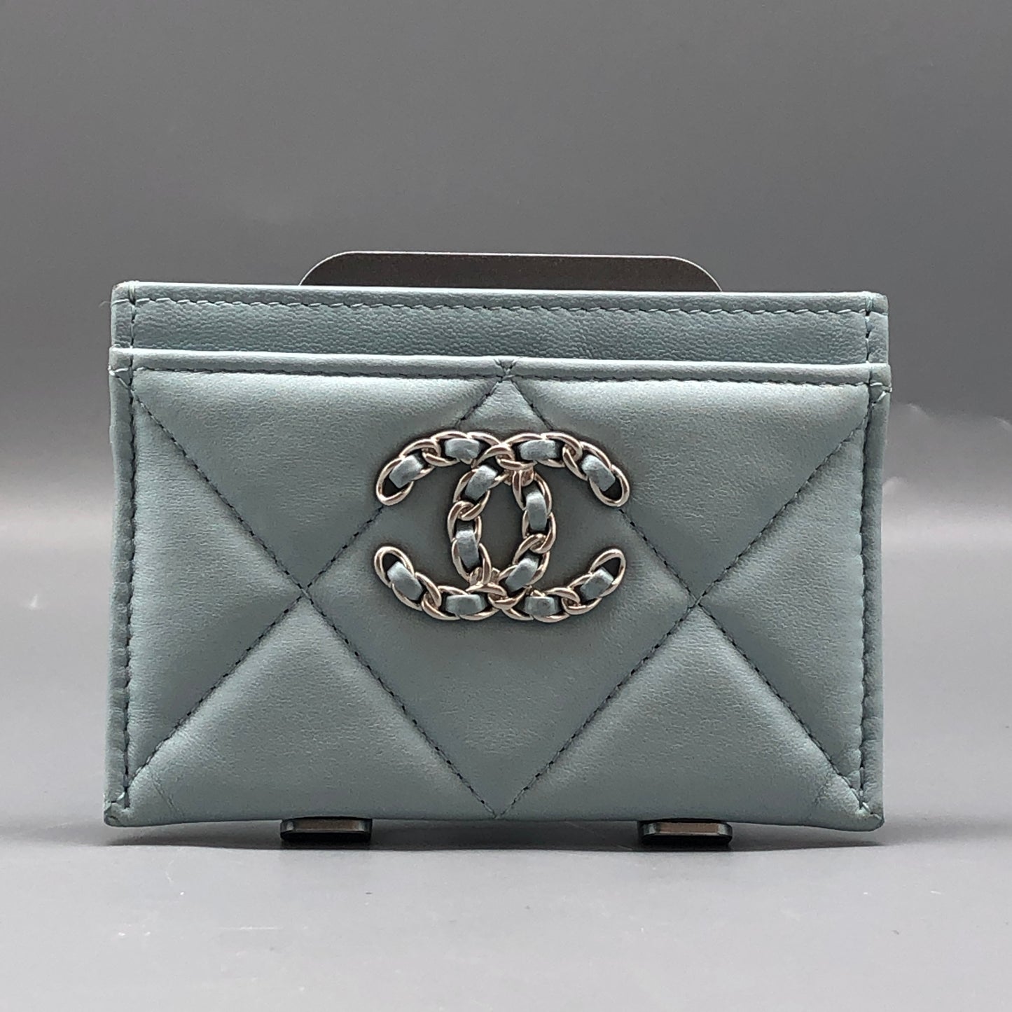 Chanel Light Blue Quilted Card Holder