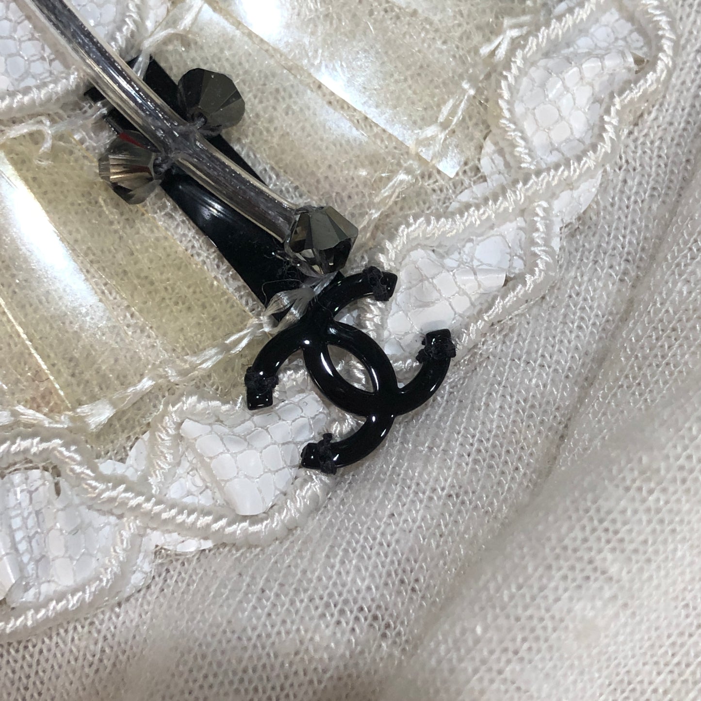 Chanel Clock Motif Short Sleeve T-Shirt Size 36 White & Black