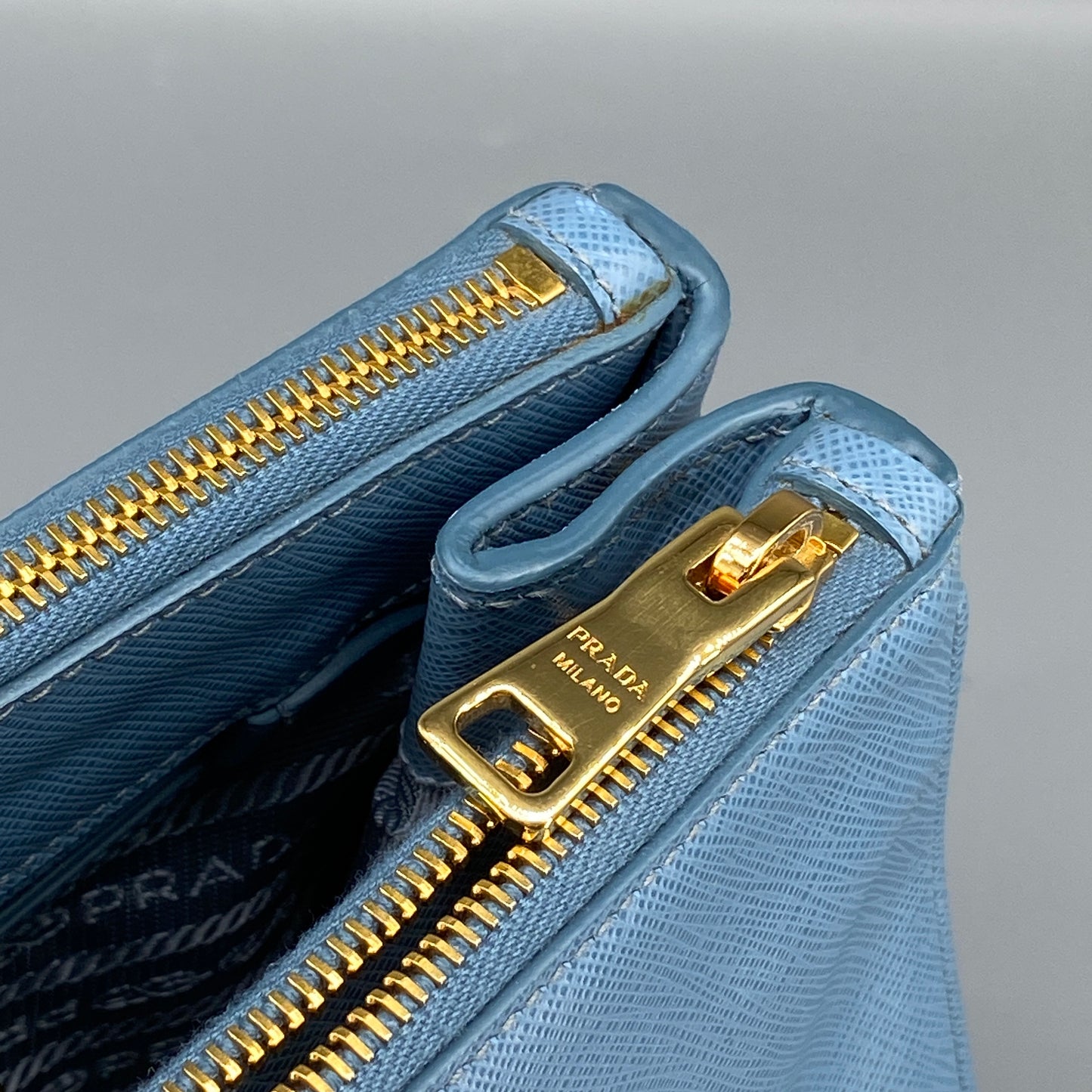 Prada Medium Blue Saffiano Galleria Handbag