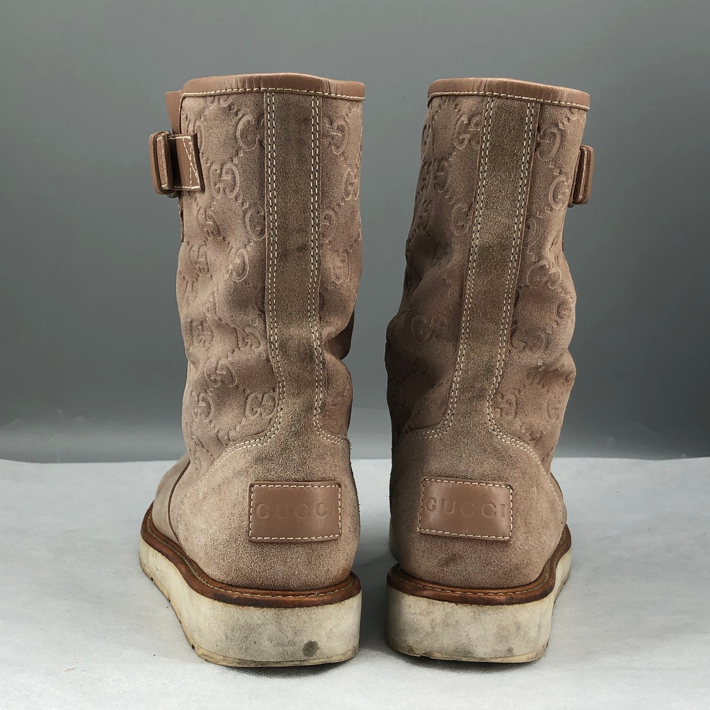 Gucci Taupe Pink Suede Mid-Calf Boots Size 36