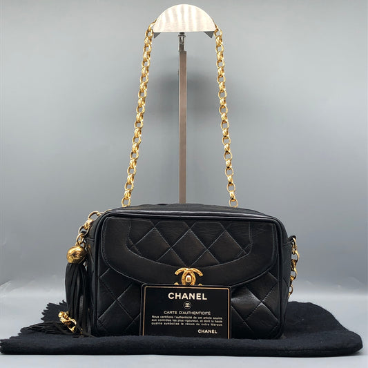 Chanel Black Quilted Leather Camera Bag