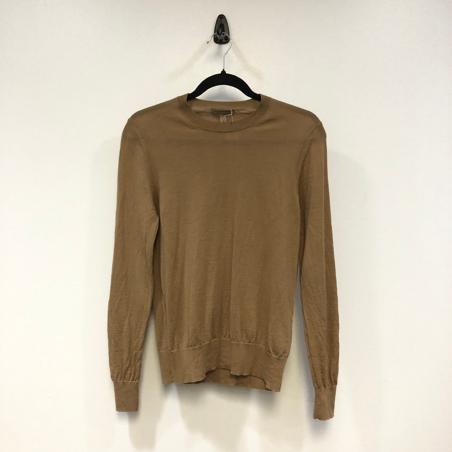Burberry Camel Check Elbow Patch Crew Neck Wool Sweater M