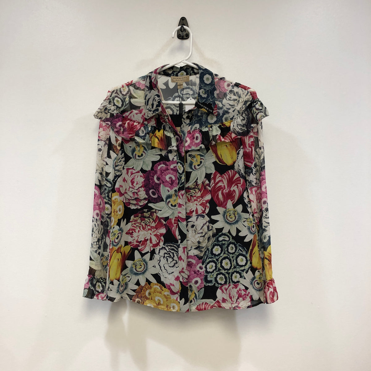 Burberry NWT multi-color floral long sleeve blouse US size 4