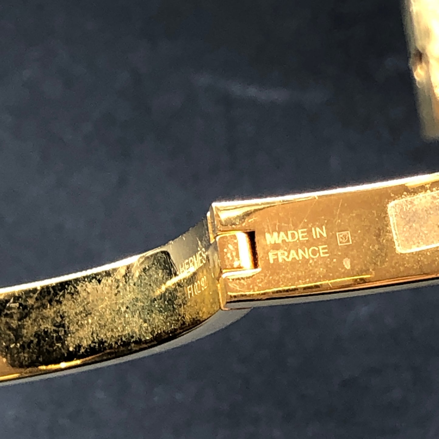 Hermes White Enamel Gold H Buckle Bangle Bracelet