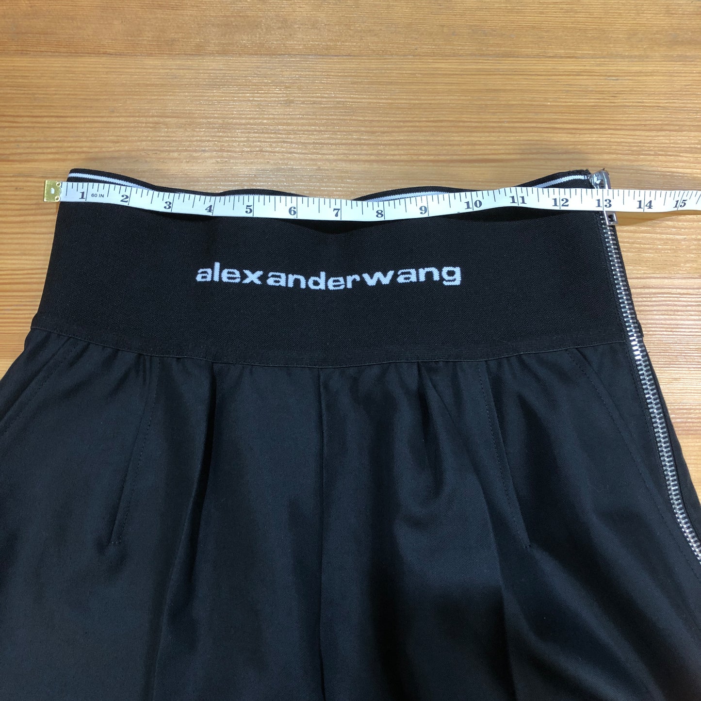 Alexander Wang Logo Waistband Shorts Size 6 Black