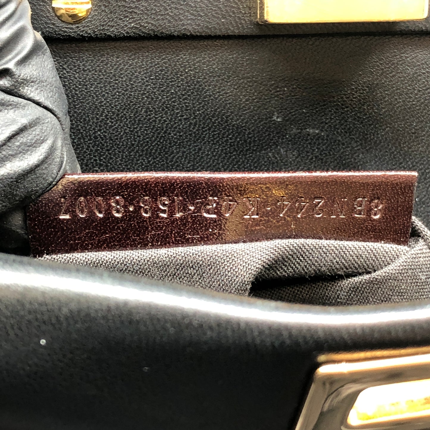 Fendi Mini Black Smooth Leather Peekaboo Handbag
