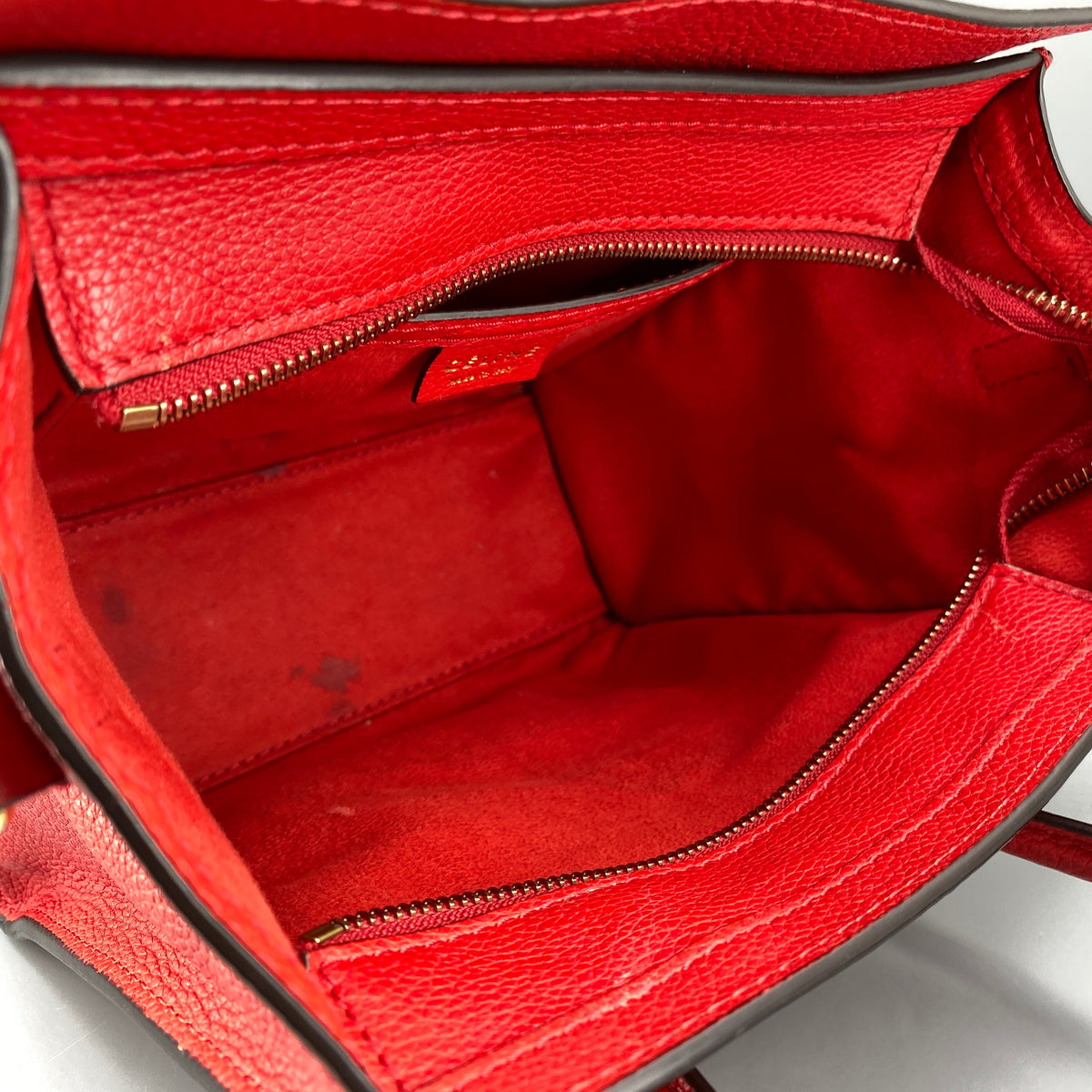 Celine Nano Luggage Red Leather Tote Bag