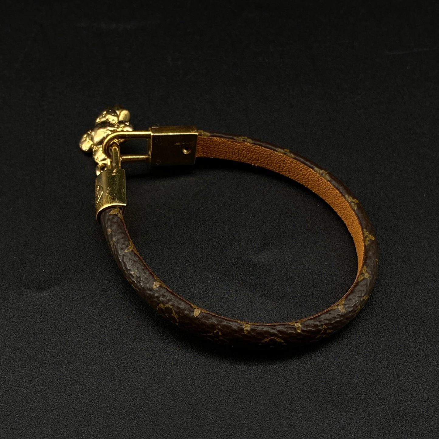 Louis Vuitton Monogram Canvas Gold Lock Charm Bracelet